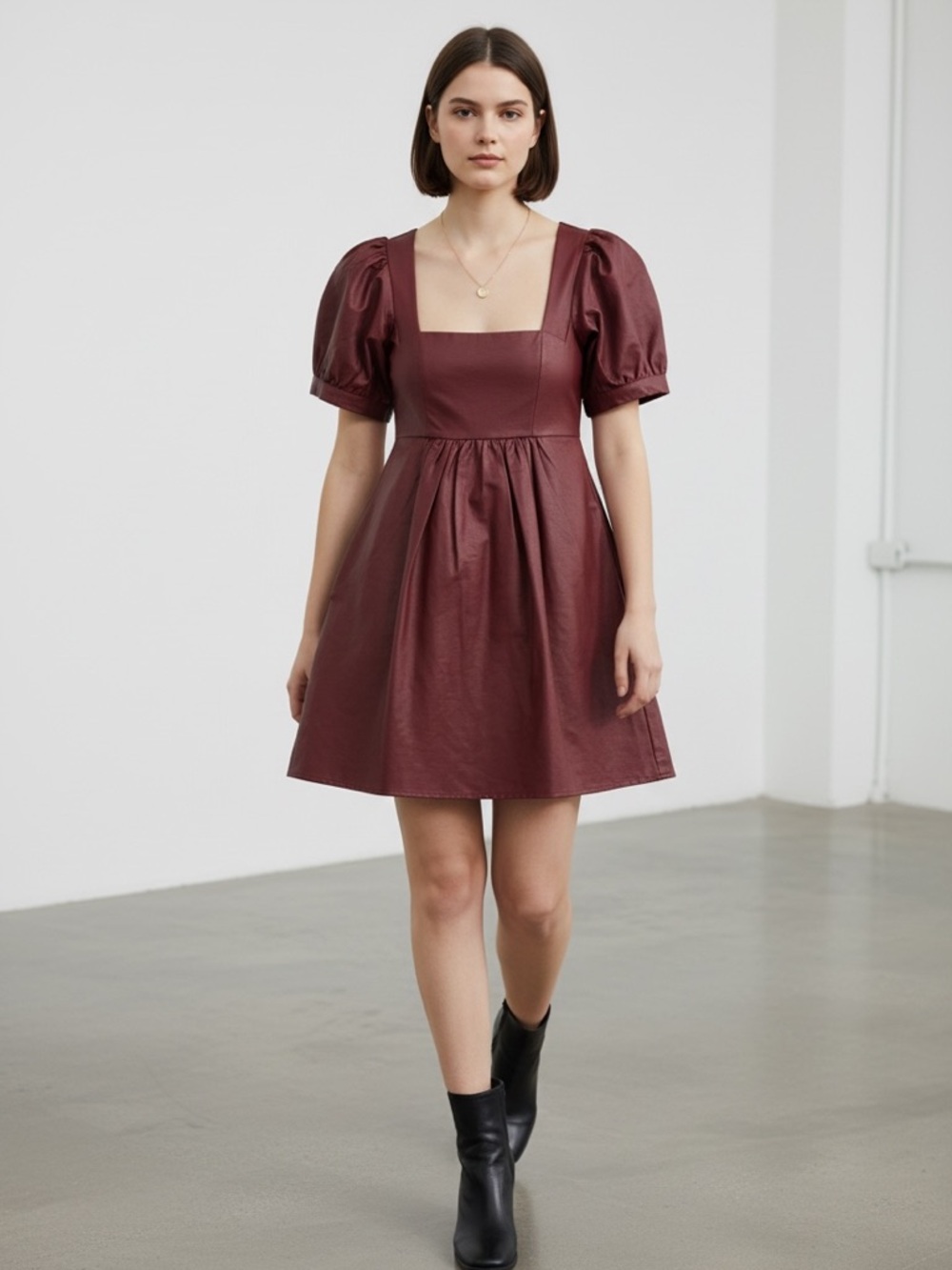 Luba by Payne burgundy mini dress coated woven fabric xs